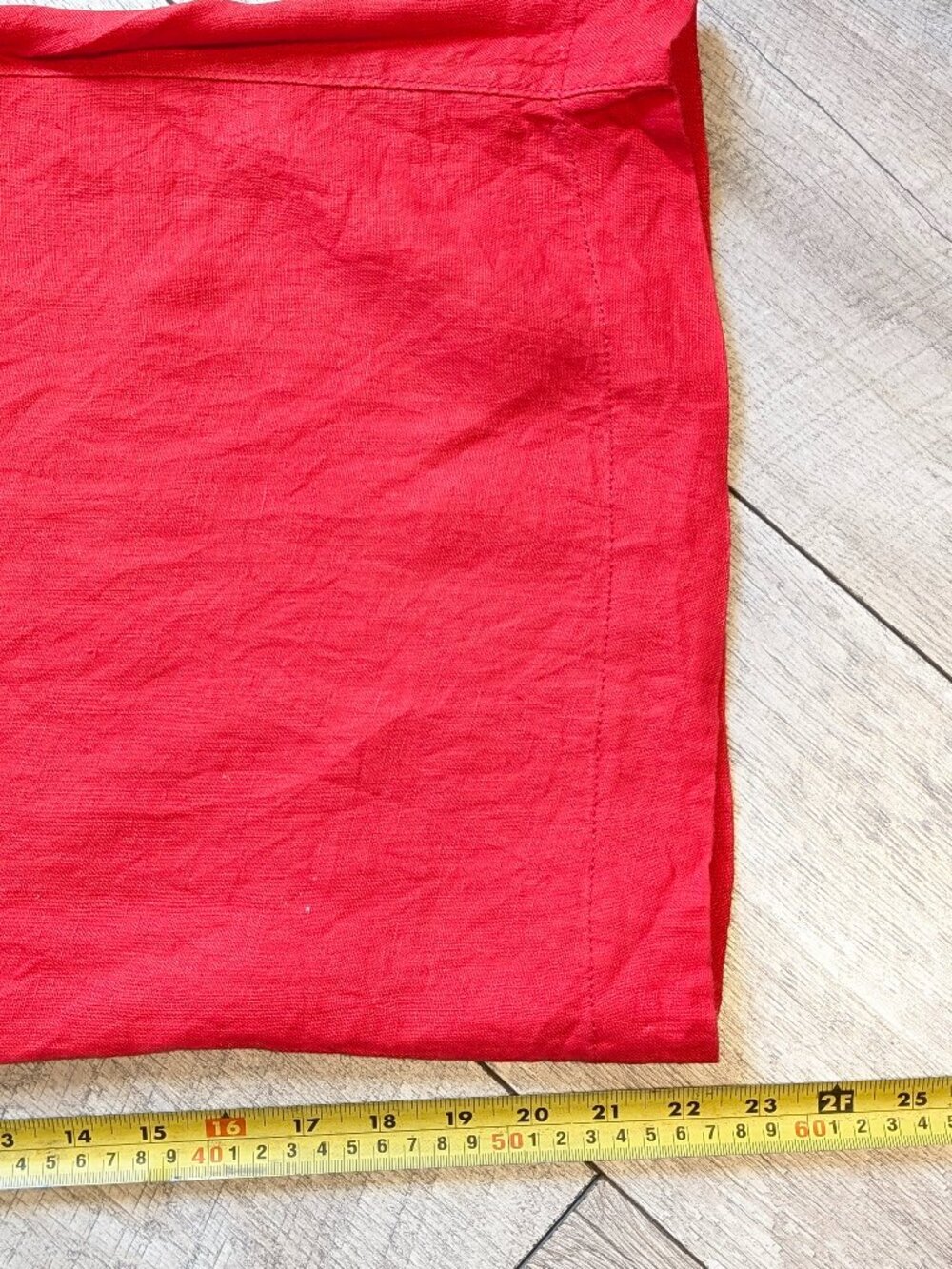 100% Linen Palazzo Cropped Wide Leg Red Pants 12 Lagenlook Resort Coastal EUC - Picture 13 of 14